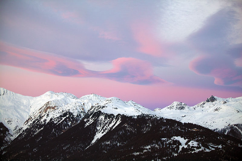 Courchevel mountains at dusk